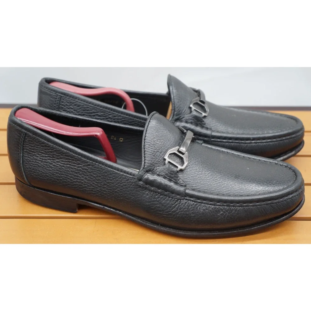 Allen Edmonds Vinci Black Leather Bit Loafers Moccasins Slip On Mens 9.5D Italy